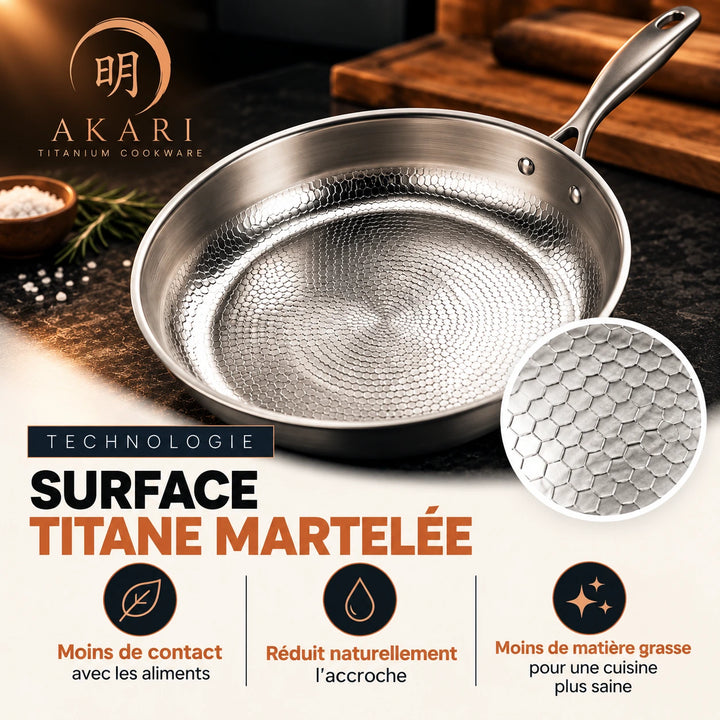 Poêle AKARI en titane martelé vue de dessus
